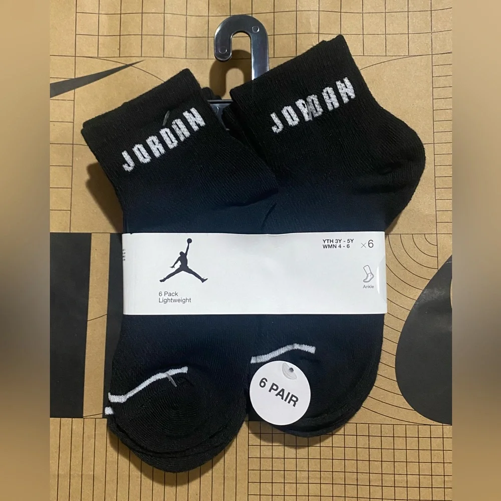 Nike Air Jordan Black Ankle Socks quarter cut basketball socks jumpman 6-pack